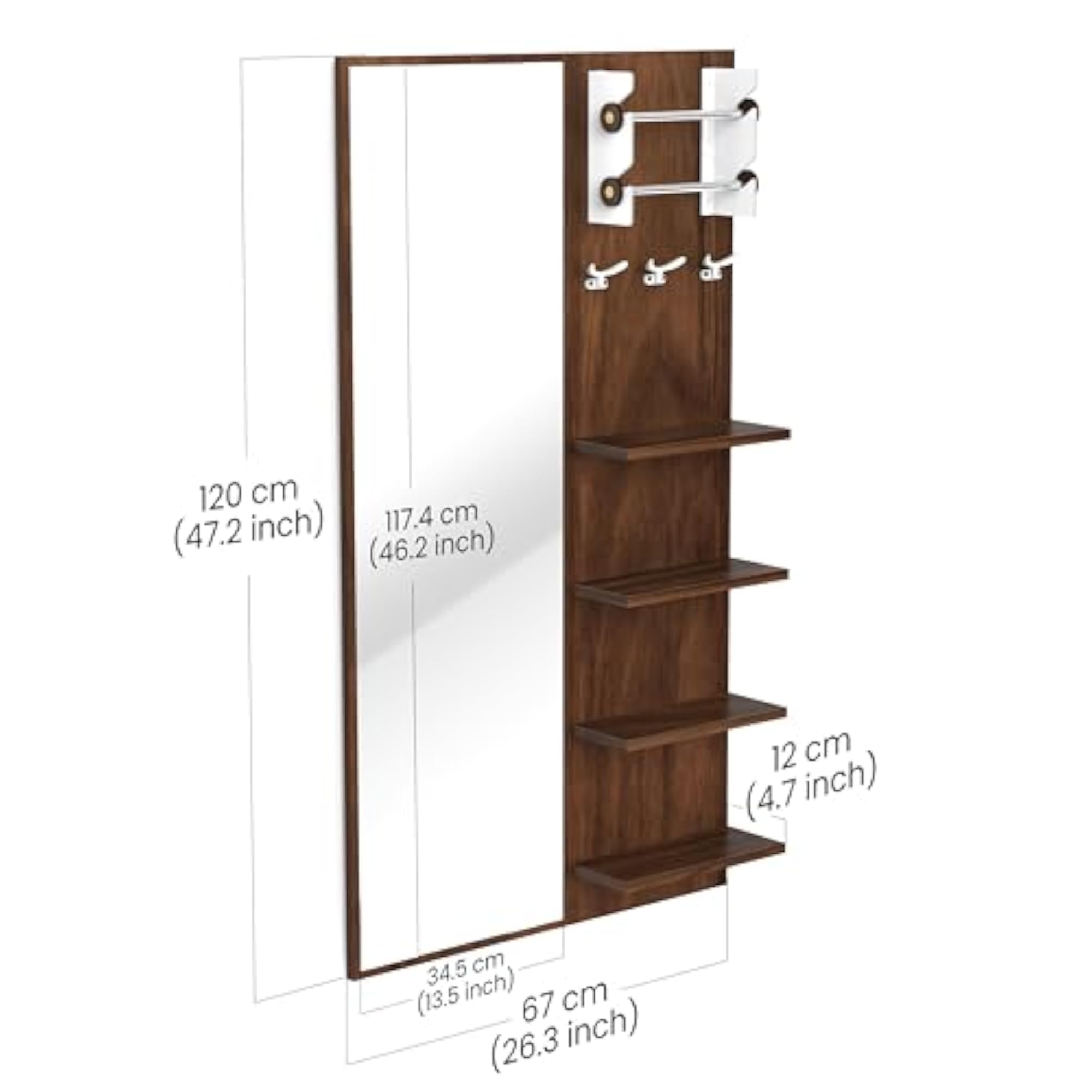 Engineered Wood Wall Mount Dressing Table Organizer with Mirror